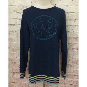 Maui & Sons Womens Juniors Dark Blue Crew Neck Pullover Knit Top- Size M